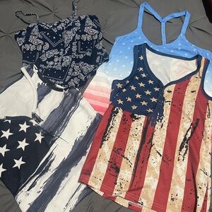 Patriotic Women's Tank Tops Set EUC